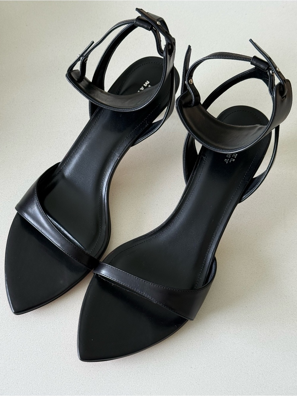 Isabel Marant Black Pointed-Toe Ankle-Strap Heels